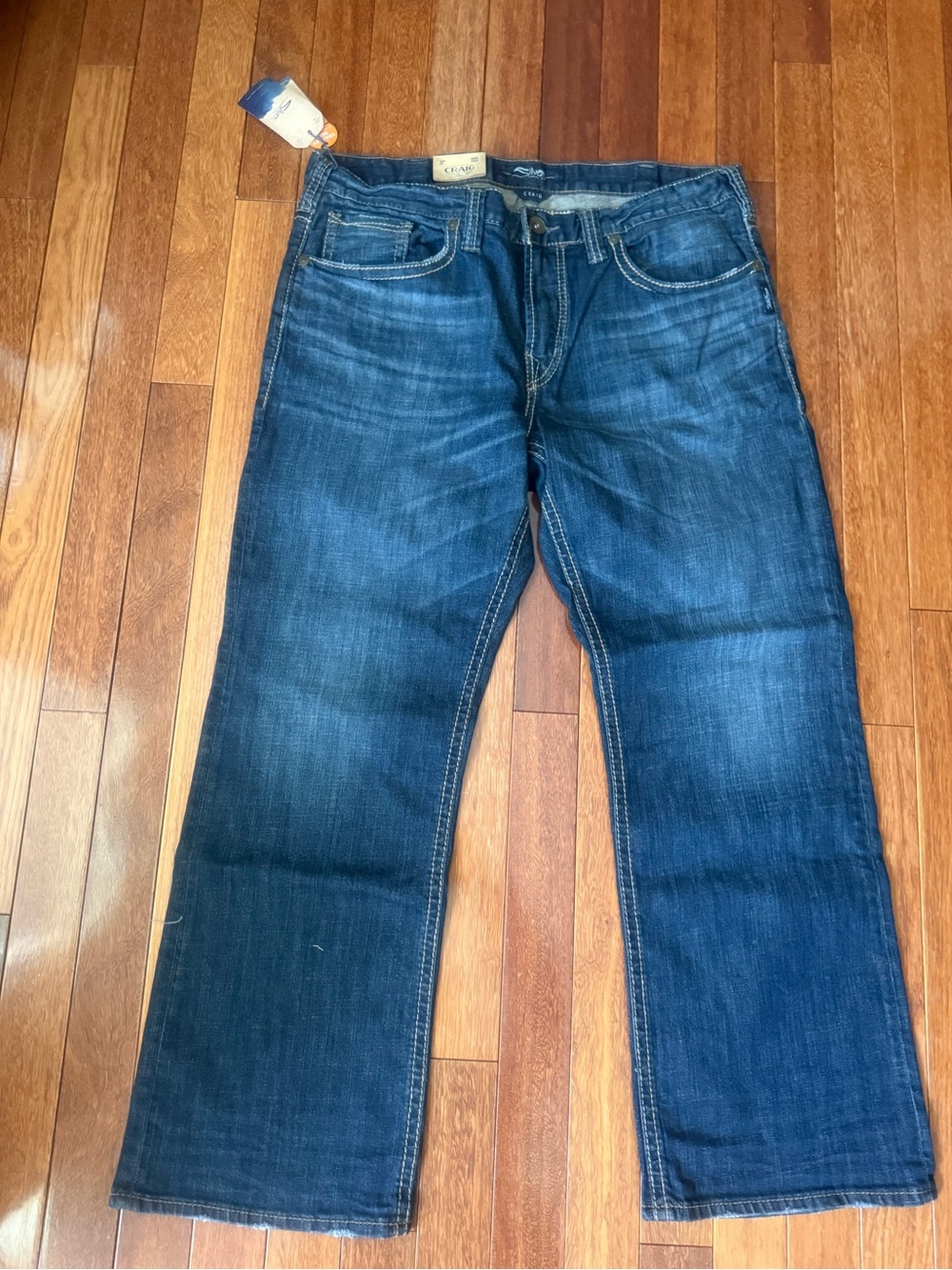 Silver Jeans Men's Boot cut, easy fit “Craig” Dark Blue Denim 36x30 NWT